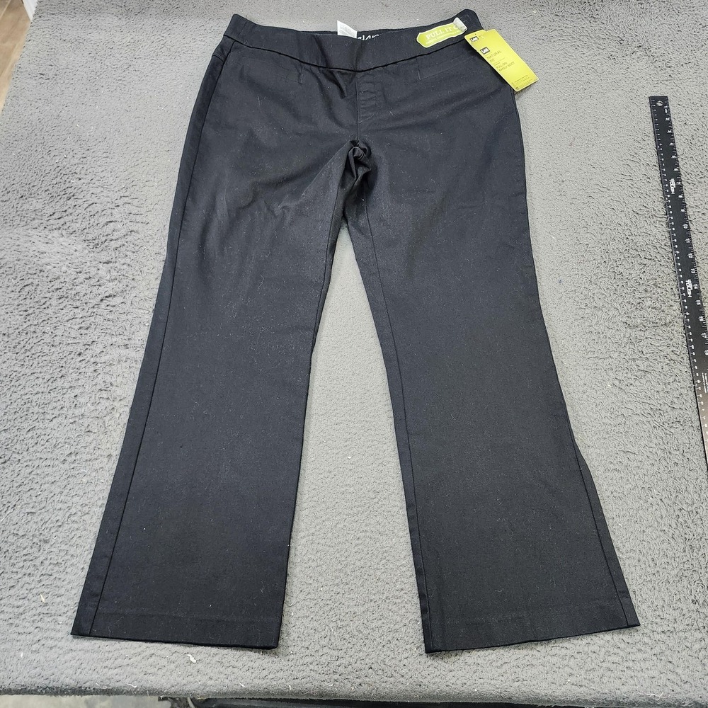 Lee Pants Womens 16 Petite Black Style Up Pull On Straight Leg Twill Stretch